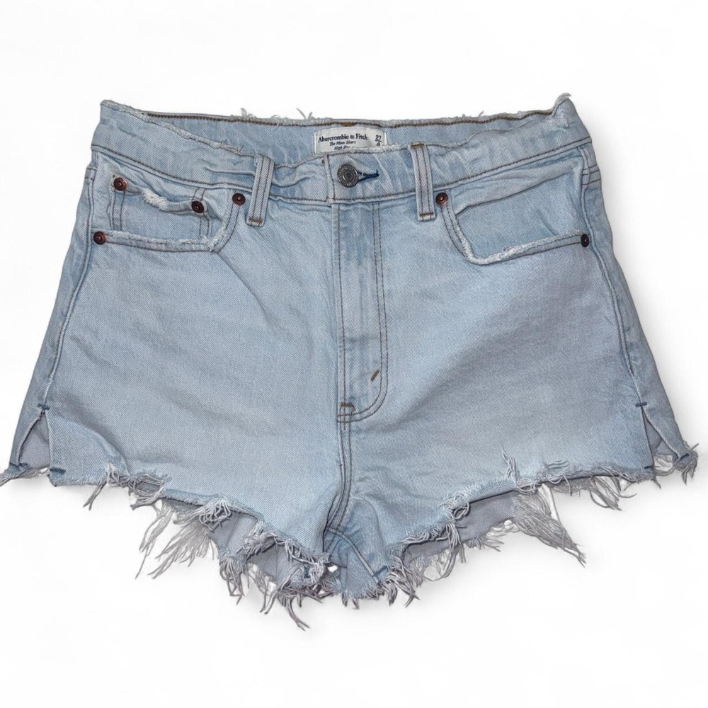 Abercrombie & Fitch The Mom High Rise Shorts Light Wash Size 27/4 Regular